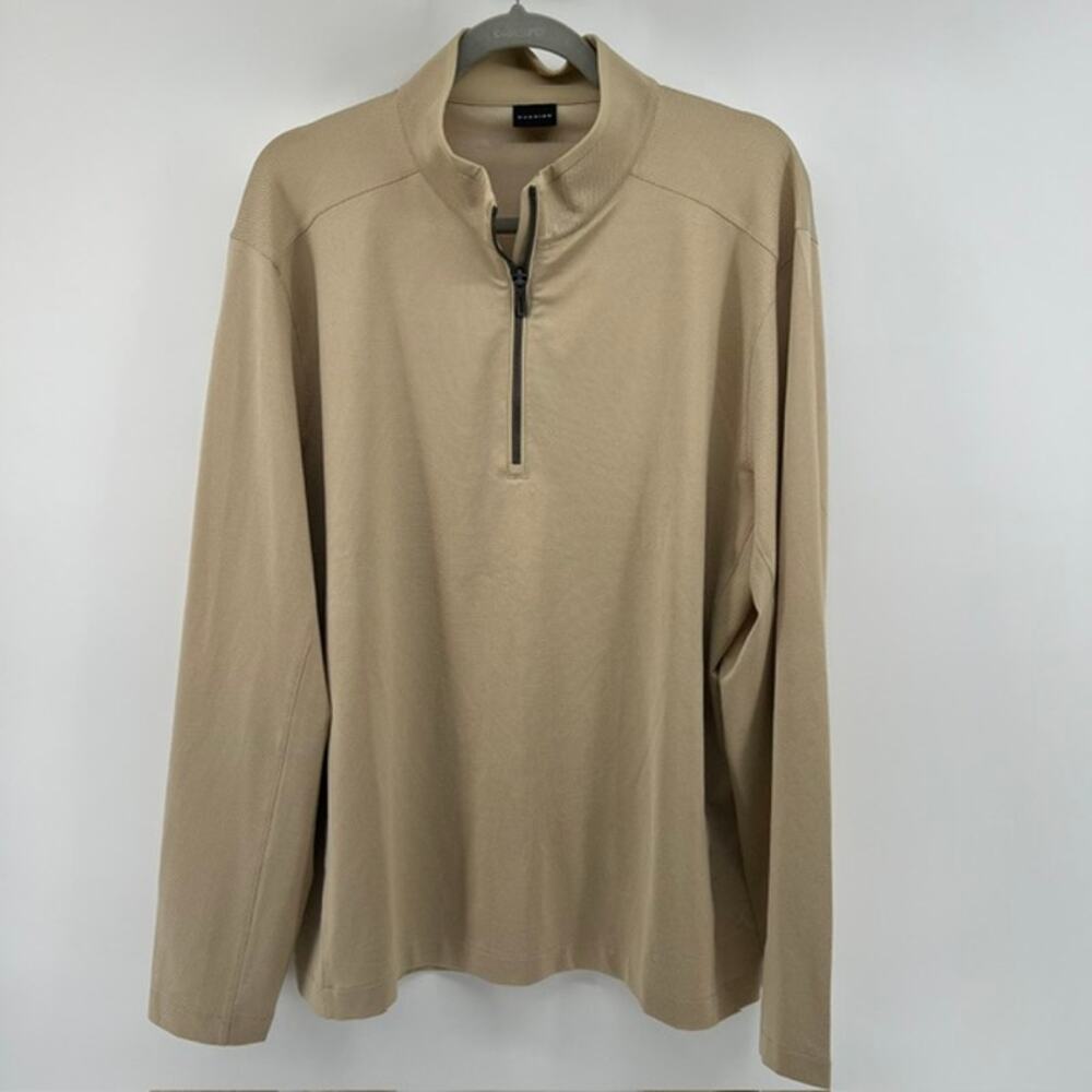 Dunning Quarter Zip Performance Pullover Mens XL Beige Tan Golf Athletic Stretch